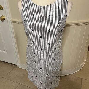Cynthia Rowley Seesucker Anchor Shift Dress/100% Cotton Lined -6